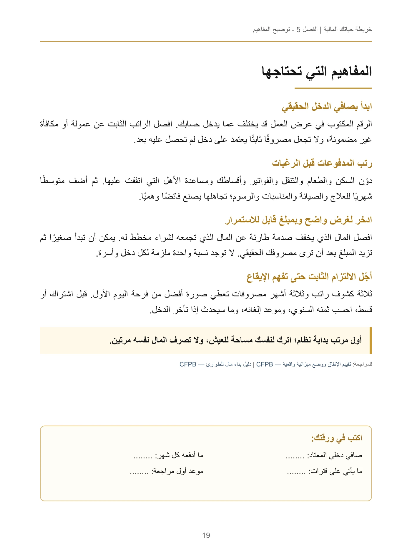 خريطة حياتك المالية